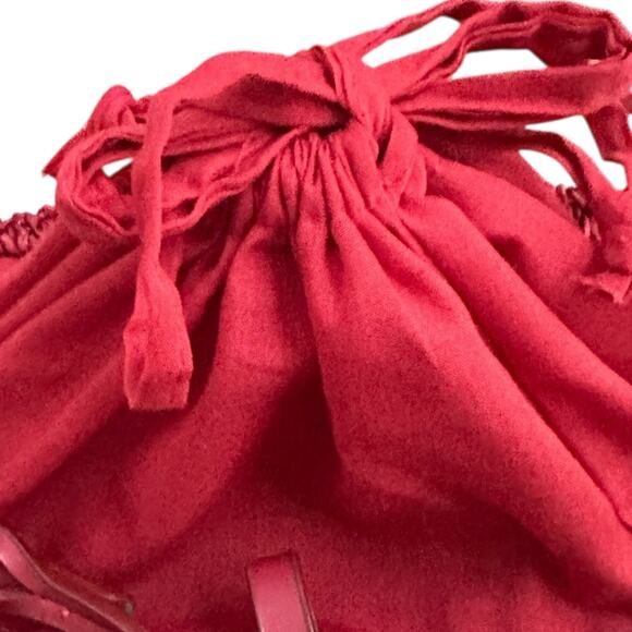 Boho Red Woven Bucket Bag Fringe Western Concho Beaded Shoulder Purse 10x7 - Picture 7 of 12